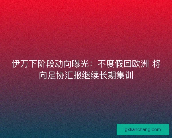 伊万下阶段动向曝光：不度假回欧洲 将向足协汇报继续长期集训